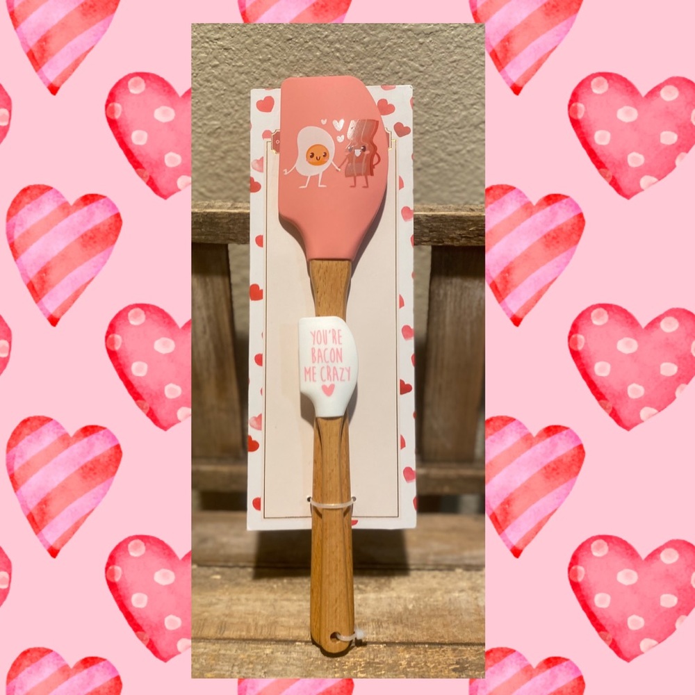 Valentine’s Day Spatula Set Of 2, Bacon & Eggs Spatulas, You’re Bacon Me Crazy